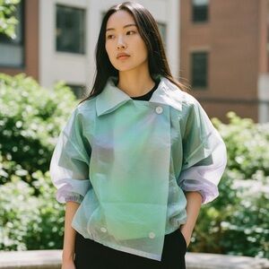 Issey Miyake Mainline Sheer Iridescent Nylon Jacket Green Size 2 Japan